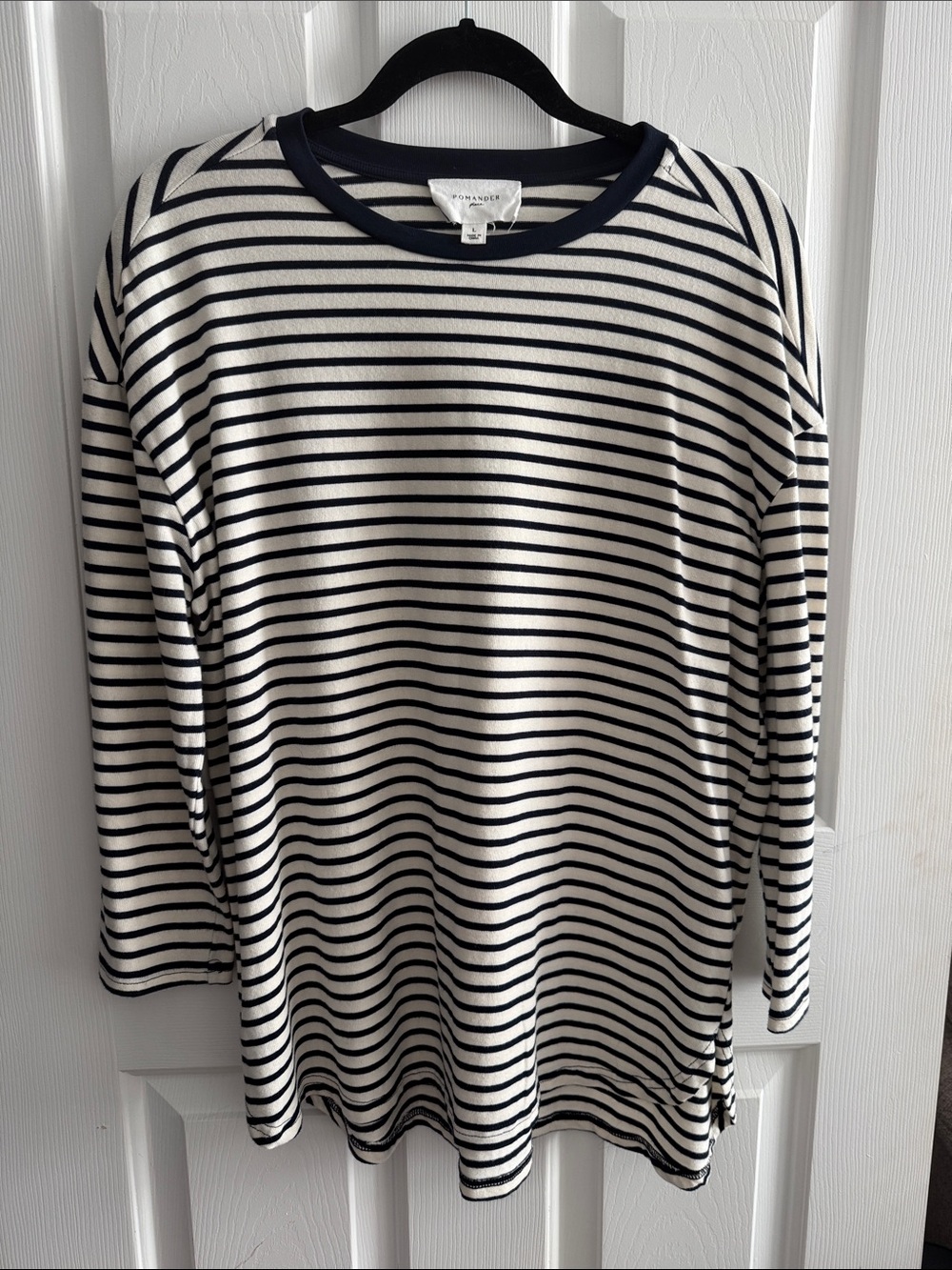 Pomander Place Navy and White Striped Long Sleeve Tee
